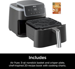 Ninja Air Fryer Pro XL 7-in-1, Max Crisp Tech, 450F for Hotter, Crispy Results, 6.5 QT Capacity fits 9lb wings, Max Crisp, Broil, Air Fry, Roast, Bake, Reheat, Dehydrate, Space Saving, Grey, AF182AMZ