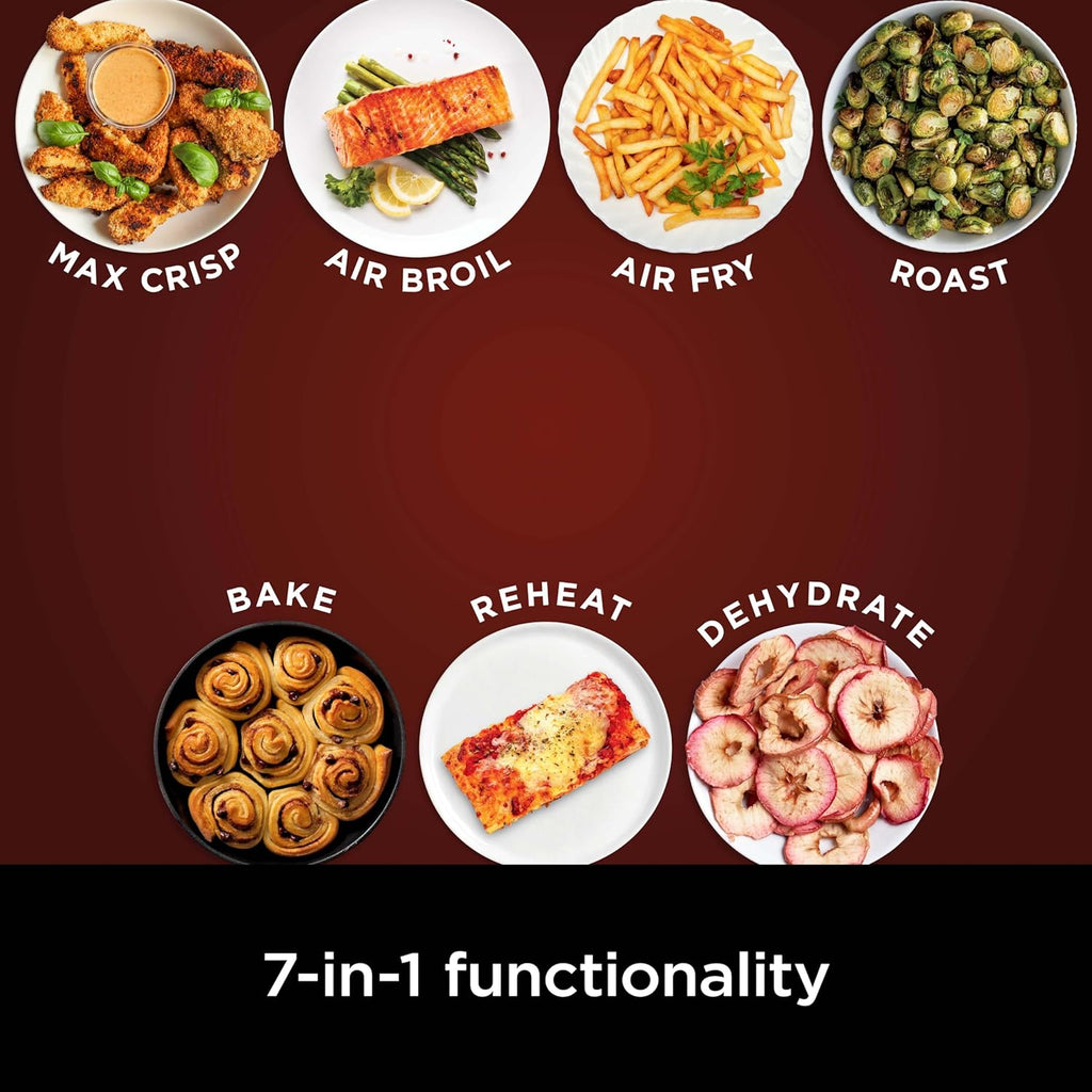 Ninja Air Fryer Pro XL 7-in-1, Max Crisp Tech, 450F for Hotter, Crispy Results, 6.5 QT Capacity fits 9lb wings, Max Crisp, Broil, Air Fry, Roast, Bake, Reheat, Dehydrate, Space Saving, Grey, AF182AMZ