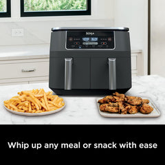 Ninja Air Fryer, Roast, Bake, Air Fry, Crisps, Broil, Reheats, Keep Warm, 10-in-1, Fries, Frozen Food, Veggies, and Meat, Quick Meals, Healthy Meals, Less Oil, 10 QT, Black, DZ302