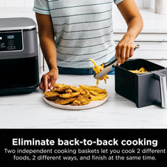 Ninja Air Fryer, Thermometer, Roast, Bake, Air Fry, Crisps, Broil, Reheats, Keep Warm, 10-in-1, Fries, Frozen Food, Veggies, and Meat, Quick Meals, Healthy Meals, Less Oil, 10 QT, Grey, DZ550