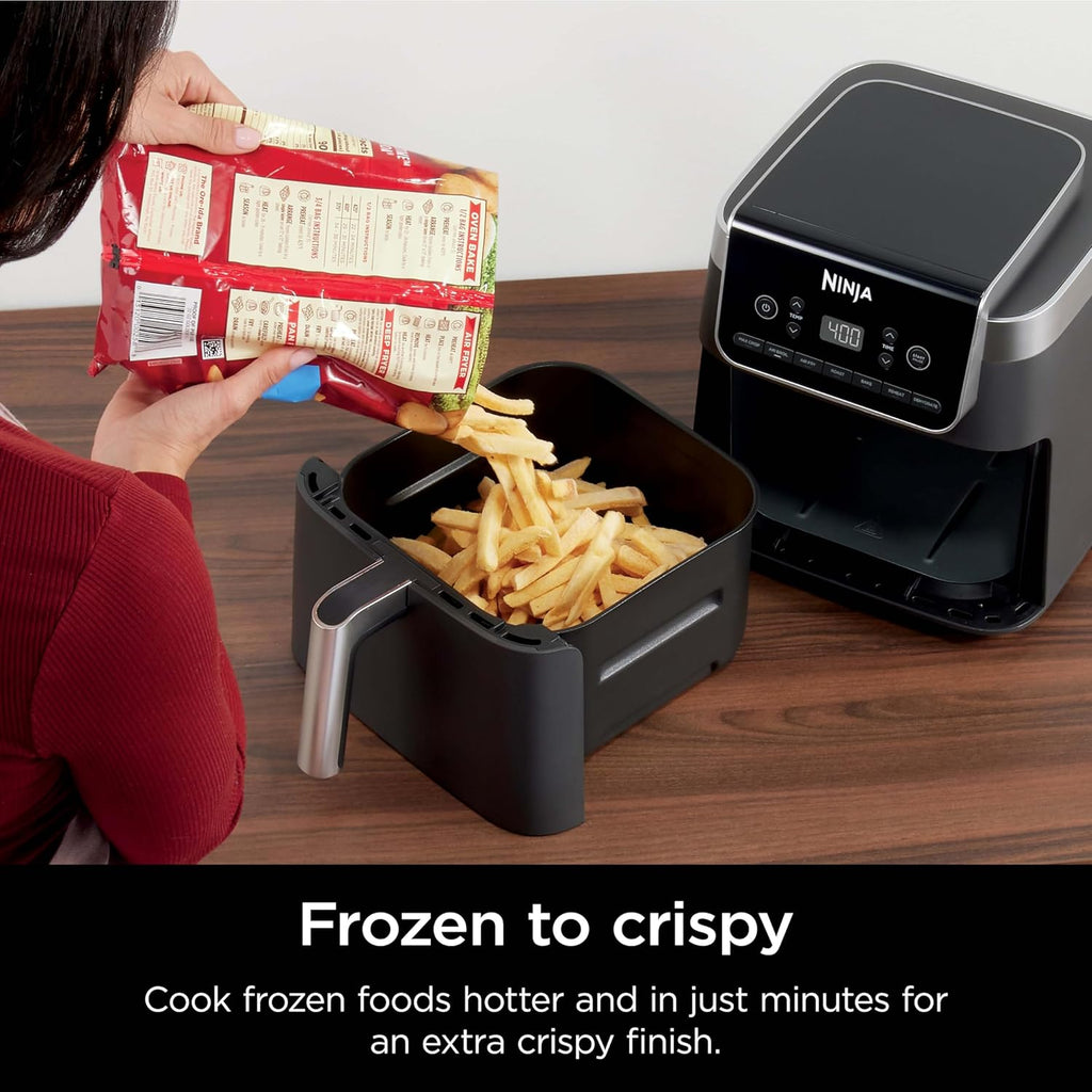 Ninja Air Fryer Pro XL 7-in-1, Max Crisp Tech, 450F for Hotter, Crispy Results, 6.5 QT Capacity fits 9lb wings, Max Crisp, Broil, Air Fry, Roast, Bake, Reheat, Dehydrate, Space Saving, Grey, AF182AMZ