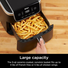 Ninja Air Fryer Pro XL 7-in-1, Max Crisp Tech, 450F for Hotter, Crispy Results, 6.5 QT Capacity fits 9lb wings, Max Crisp, Broil, Air Fry, Roast, Bake, Reheat, Dehydrate, Space Saving, Grey, AF182AMZ