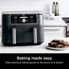 Ninja Air Fryer, Roast, Bake, Air Fry, Crisps, Broil, Reheats, Keep Warm, 10-in-1, Fries, Frozen Food, Veggies, and Meat, Quick Meals, Healthy Meals, Less Oil, 10 QT, Black, DZ302