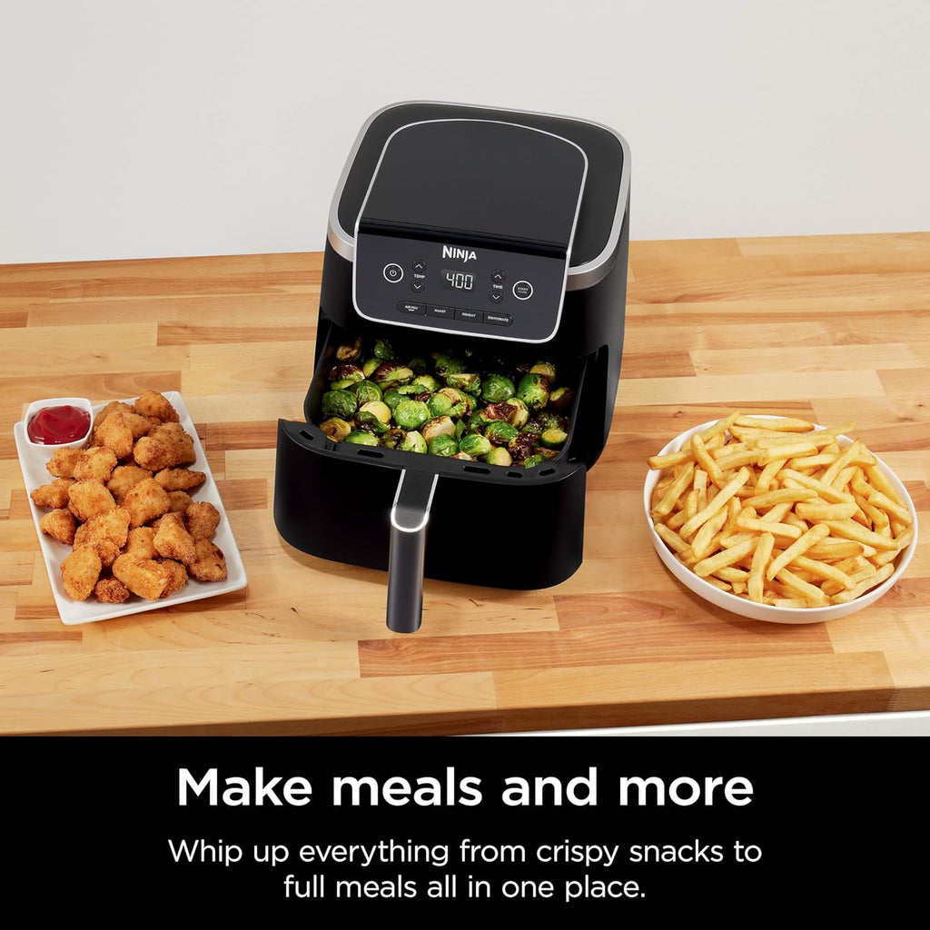 Ninja Air Fryer Pro XL 7-in-1, Max Crisp Tech, 450F for Hotter, Crispy Results, 6.5 QT Capacity fits 9lb wings, Max Crisp, Broil, Air Fry, Roast, Bake, Reheat, Dehydrate, Space Saving, Grey, AF182AMZ