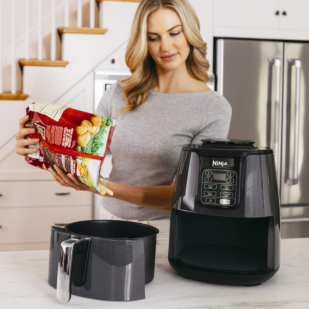 Ninja Air Fryer XL, 5.5 Qt. Capacity that can Air Fry, Air Roast, Bake, Reheat & Dehydrate, with Dishwasher Safe, Nonstick Basket & Crisper Plate and a Chef-Inspired Recipe Guide, Grey, AF150AMZ