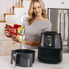 Ninja Air Fryer XL, 5.5 Qt. Capacity that can Air Fry, Air Roast, Bake, Reheat & Dehydrate, with Dishwasher Safe, Nonstick Basket & Crisper Plate and a Chef-Inspired Recipe Guide, Grey, AF150AMZ