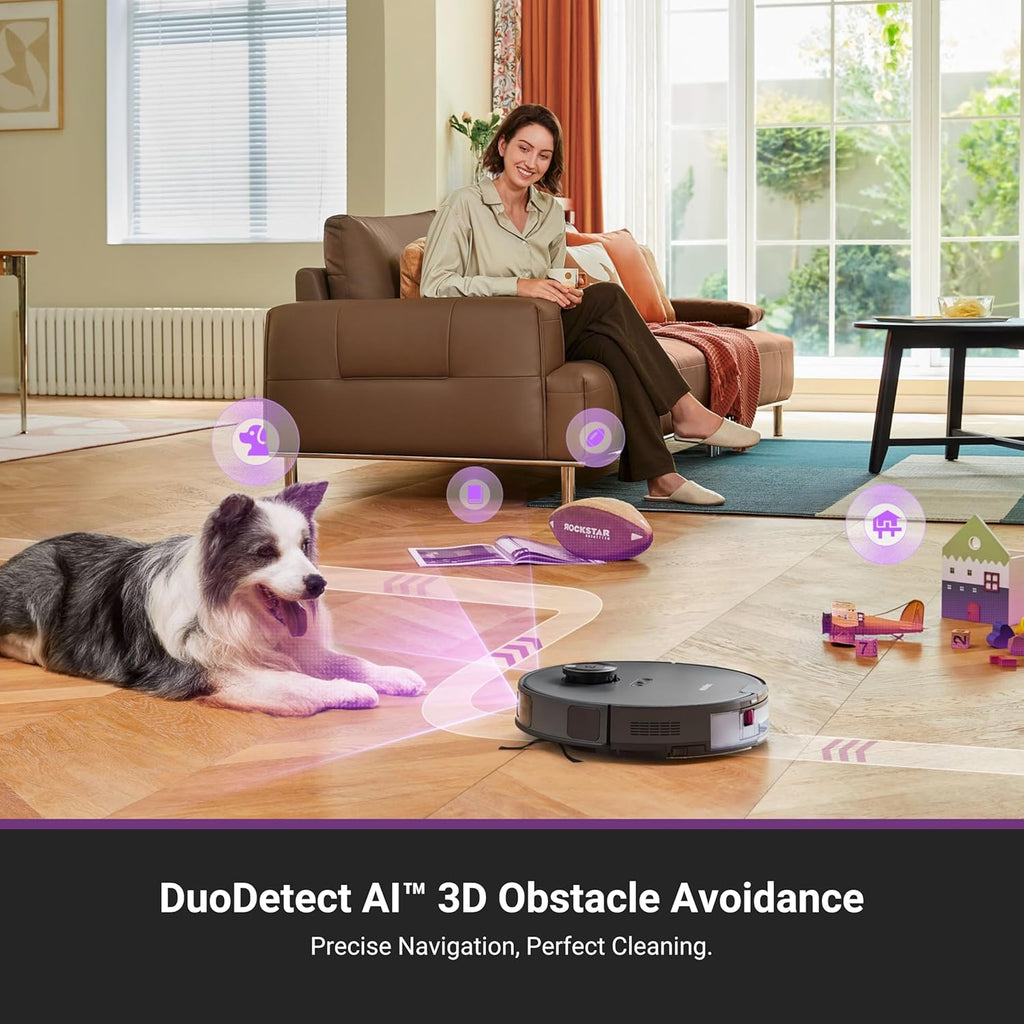 Eureka Robot Vacuum with Bagless Self Emptying Station, Robotic Vacuum and Mop Combo, 45-Day Capacity, 4000Pa Suction, Auto Lifting Mop, LiDAR Navigation, NER E10s BK