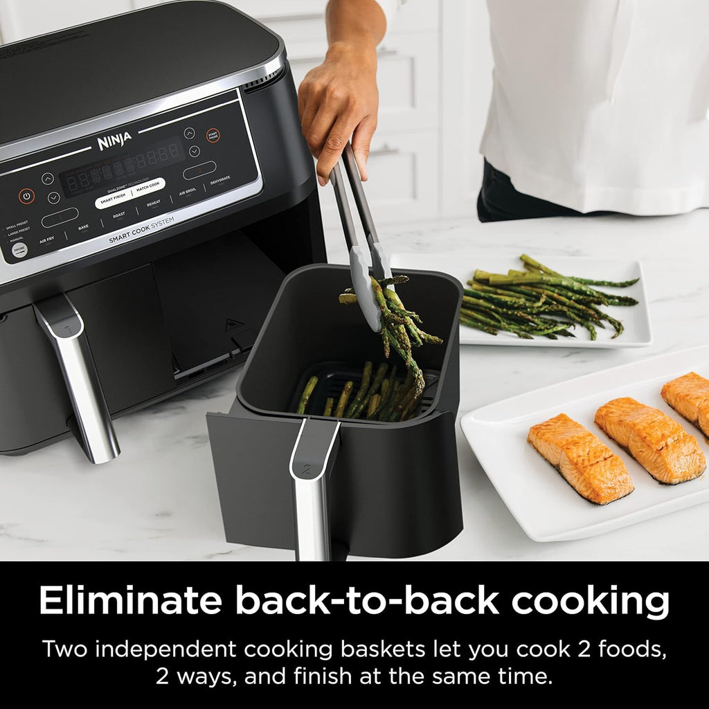 Ninja Air Fryer, Roast, Bake, Air Fry, Crisps, Broil, Reheats, Keep Warm, 10-in-1, Fries, Frozen Food, Veggies, and Meat, Quick Meals, Healthy Meals, Less Oil, 10 QT, Black, DZ302