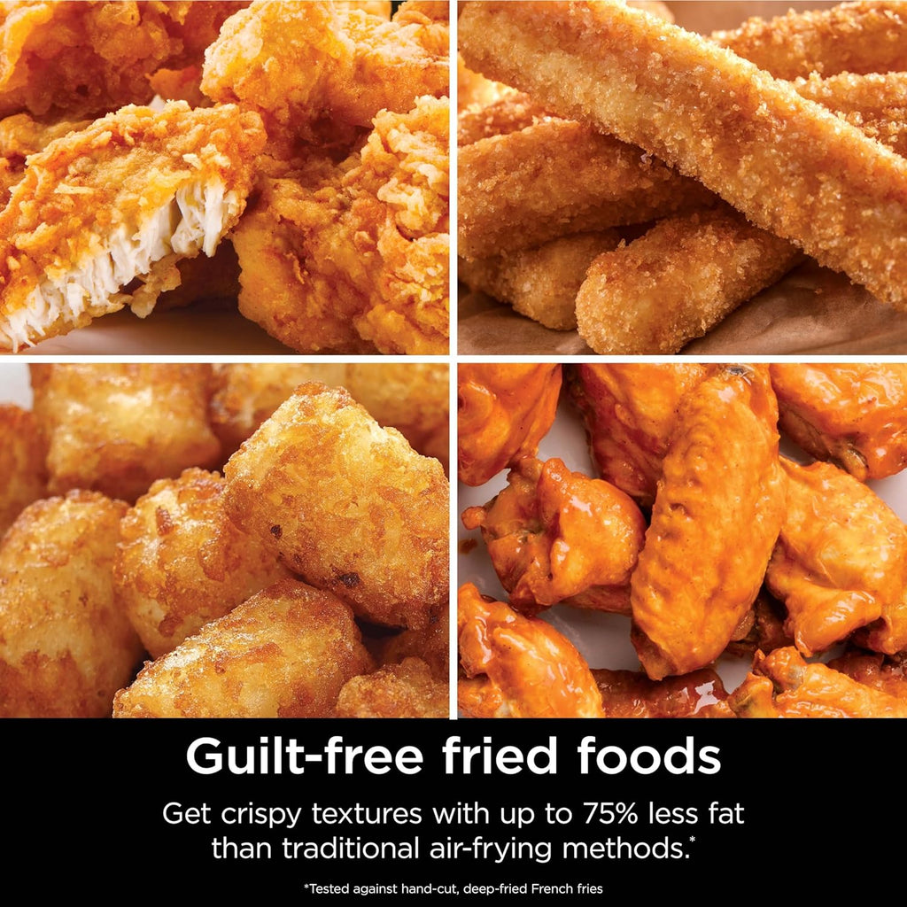 Ninja Air Fryer Pro XL 7-in-1, Max Crisp Tech, 450F for Hotter, Crispy Results, 6.5 QT Capacity fits 9lb wings, Max Crisp, Broil, Air Fry, Roast, Bake, Reheat, Dehydrate, Space Saving, Grey, AF182AMZ