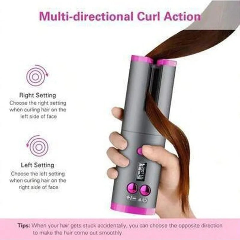 5000mAh Cordless Auto Hair Curler – USB Rechargeable Smart Curling Wand with LCD Display, Portable & Effortless Styling Tool