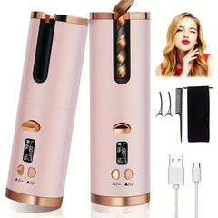 5000mAh Cordless Auto Hair Curler – USB Rechargeable Smart Curling Wand with LCD Display, Portable & Effortless Styling Tool