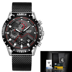 2019 New LIGE Blue Casual Mesh Belt Fashion Quartz Gold Watch Mens Watches Top Brand Luxury Waterproof Clock Relogio Masculino