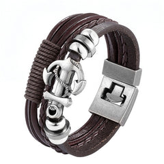 2019 Newest Design Fashion Multi-layer Leather Bracelet Men Vintage Punk Anchor Bracelets Women Nautical Jewelry Preferred Gift