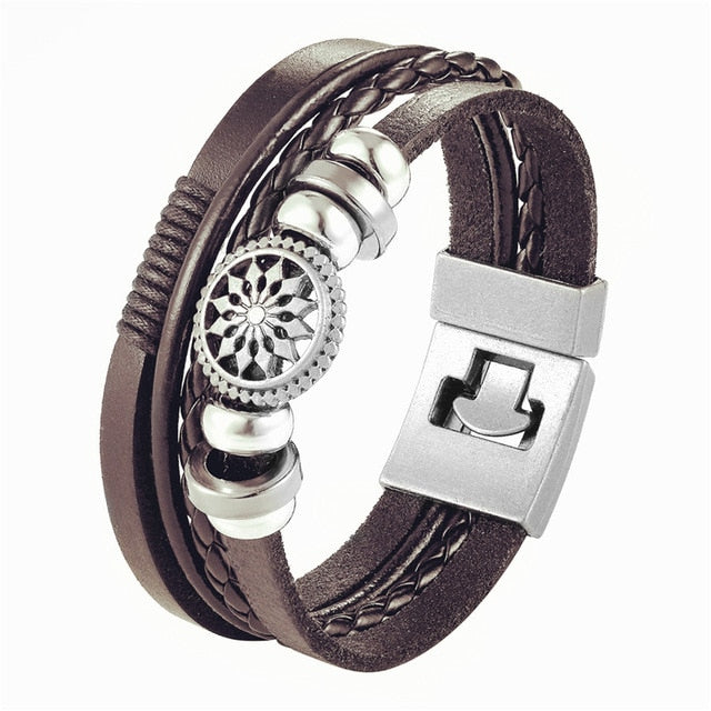 2019 Newest Design Fashion Multi-layer Leather Bracelet Men Vintage Punk Anchor Bracelets Women Nautical Jewelry Preferred Gift