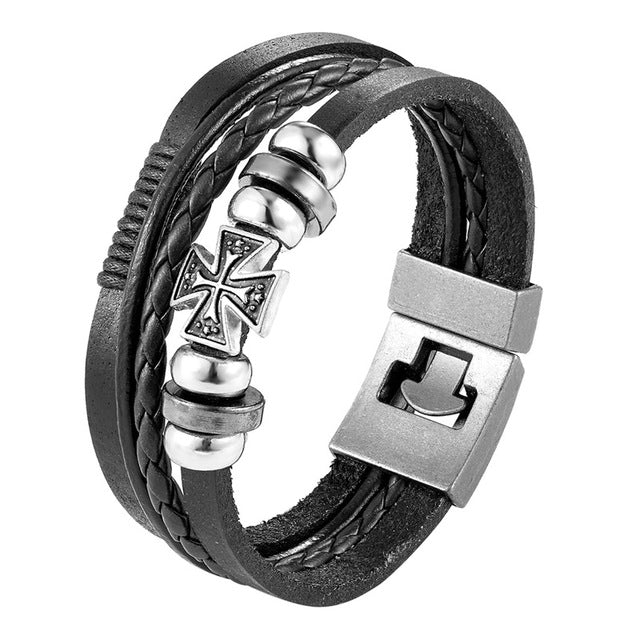 2019 Newest Design Fashion Multi-layer Leather Bracelet Men Vintage Punk Anchor Bracelets Women Nautical Jewelry Preferred Gift