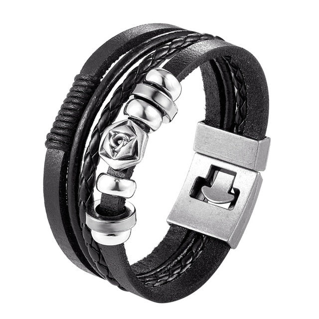 2019 Newest Design Fashion Multi-layer Leather Bracelet Men Vintage Punk Anchor Bracelets Women Nautical Jewelry Preferred Gift