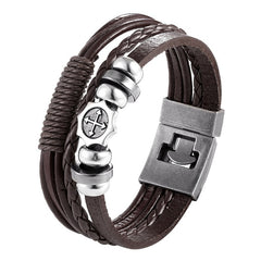 2019 Newest Design Fashion Multi-layer Leather Bracelet Men Vintage Punk Anchor Bracelets Women Nautical Jewelry Preferred Gift