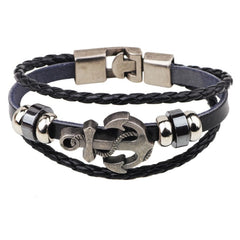 2019 Newest Design Fashion Multi-layer Leather Bracelet Men Vintage Punk Anchor Bracelets Women Nautical Jewelry Preferred Gift