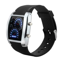 Men's wacthes Fashion LED Light Flash Turbo Speedometer Sports Car Dial Meter Watch Simple design Wristwatches relogio masculino