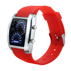 Men's wacthes Fashion LED Light Flash Turbo Speedometer Sports Car Dial Meter Watch Simple design Wristwatches relogio masculino