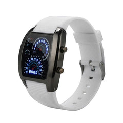 Men's wacthes Fashion LED Light Flash Turbo Speedometer Sports Car Dial Meter Watch Simple design Wristwatches relogio masculino
