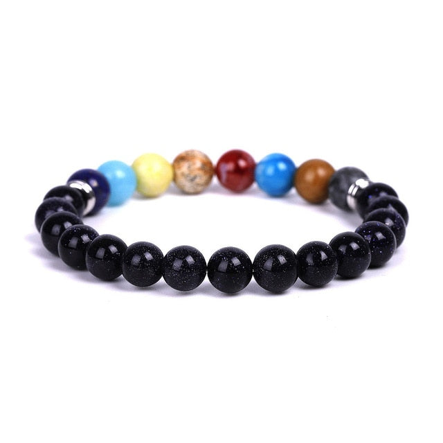 Men Bracelet for Men Women  Natural Stone Beaded  Chakra Yoga  Bracelet Universe  Solar System Planets Bracelets Charm Jewelry