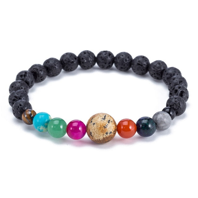 Men Bracelet for Men Women  Natural Stone Beaded  Chakra Yoga  Bracelet Universe  Solar System Planets Bracelets Charm Jewelry