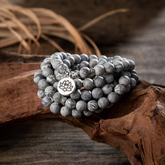 108 Beaded Natural Stones Mala Buddha Lotus Tree Chakra Yoga Couple Charmed Stretchy Strand Bracelets