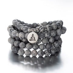 108 Beaded Natural Stones Mala Buddha Lotus Tree Chakra Yoga Couple Charmed Stretchy Strand Bracelets