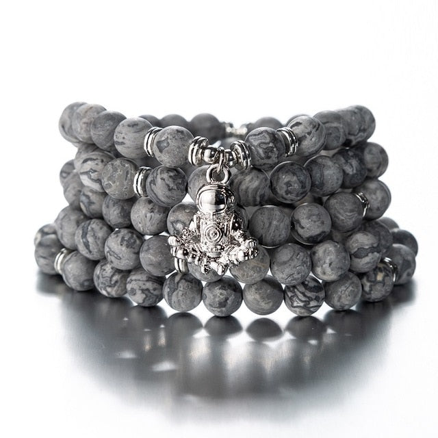 108 Beaded Natural Stones Mala Buddha Lotus Tree Chakra Yoga Couple Charmed Stretchy Strand Bracelets