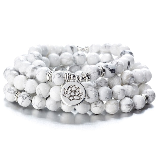 108 Beaded Natural Stones Mala Buddha Lotus Tree Chakra Yoga Couple Charmed Stretchy Strand Bracelets