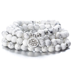 108 Beaded Natural Stones Mala Buddha Lotus Tree Chakra Yoga Couple Charmed Stretchy Strand Bracelets