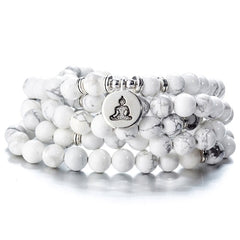 108 Beaded Natural Stones Mala Buddha Lotus Tree Chakra Yoga Couple Charmed Stretchy Strand Bracelets
