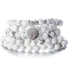 108 Beaded Natural Stones Mala Buddha Lotus Tree Chakra Yoga Couple Charmed Stretchy Strand Bracelets
