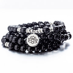 108 Beaded Natural Stones Mala Buddha Lotus Tree Chakra Yoga Couple Charmed Stretchy Strand Bracelets