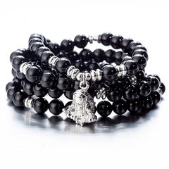108 Beaded Natural Stones Mala Buddha Lotus Tree Chakra Yoga Couple Charmed Stretchy Strand Bracelets