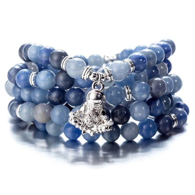 108 Beaded Natural Stones Mala Buddha Lotus Tree Chakra Yoga Couple Charmed Stretchy Strand Bracelets