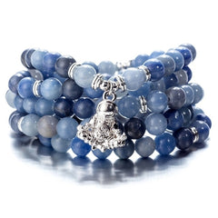 108 Beaded Natural Stones Mala Buddha Lotus Tree Chakra Yoga Couple Charmed Stretchy Strand Bracelets