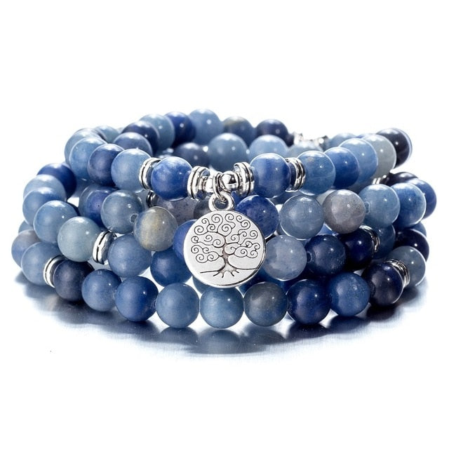 108 Beaded Natural Stones Mala Buddha Lotus Tree Chakra Yoga Couple Charmed Stretchy Strand Bracelets