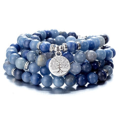 108 Beaded Natural Stones Mala Buddha Lotus Tree Chakra Yoga Couple Charmed Stretchy Strand Bracelets
