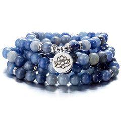 108 Beaded Natural Stones Mala Buddha Lotus Tree Chakra Yoga Couple Charmed Stretchy Strand Bracelets