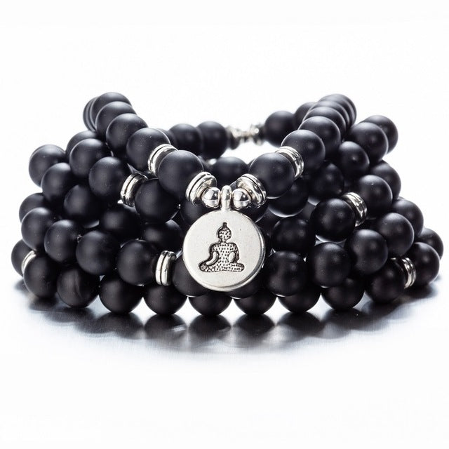 108 Beaded Natural Stones Mala Buddha Lotus Tree Chakra Yoga Couple Charmed Stretchy Strand Bracelets
