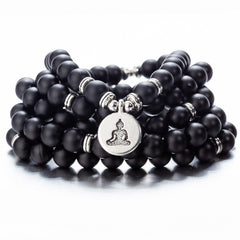 108 Beaded Natural Stones Mala Buddha Lotus Tree Chakra Yoga Couple Charmed Stretchy Strand Bracelets