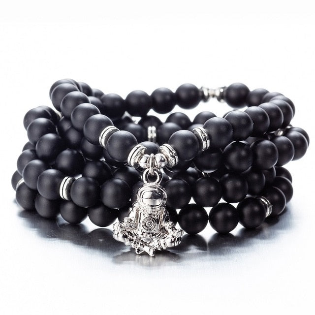 108 Beaded Natural Stones Mala Buddha Lotus Tree Chakra Yoga Couple Charmed Stretchy Strand Bracelets