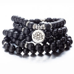 108 Beaded Natural Stones Mala Buddha Lotus Tree Chakra Yoga Couple Charmed Stretchy Strand Bracelets