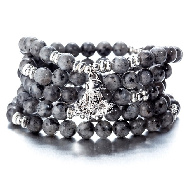 108 Beaded Natural Stones Mala Buddha Lotus Tree Chakra Yoga Couple Charmed Stretchy Strand Bracelets