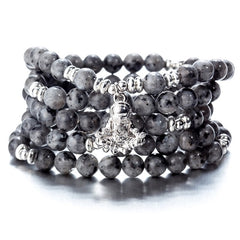 108 Beaded Natural Stones Mala Buddha Lotus Tree Chakra Yoga Couple Charmed Stretchy Strand Bracelets