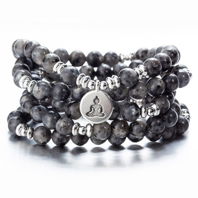 108 Beaded Natural Stones Mala Buddha Lotus Tree Chakra Yoga Couple Charmed Stretchy Strand Bracelets