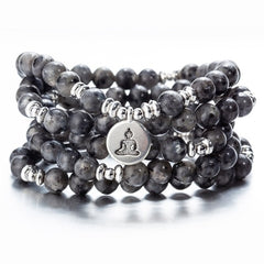 108 Beaded Natural Stones Mala Buddha Lotus Tree Chakra Yoga Couple Charmed Stretchy Strand Bracelets