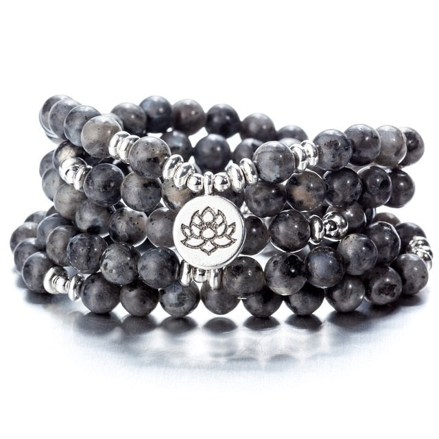 108 Beaded Natural Stones Mala Buddha Lotus Tree Chakra Yoga Couple Charmed Stretchy Strand Bracelets